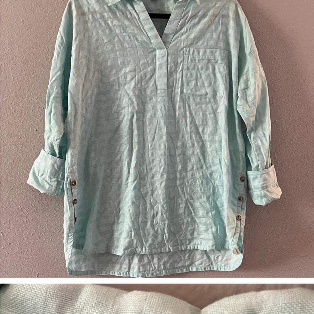 Light Blue Button-Detail Blouse